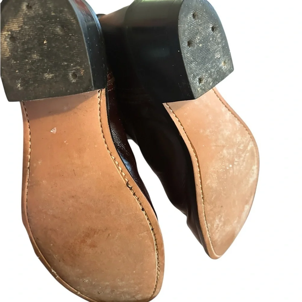 Old West Unisex Kids Leather Cowboy Boots 8.5 Brown